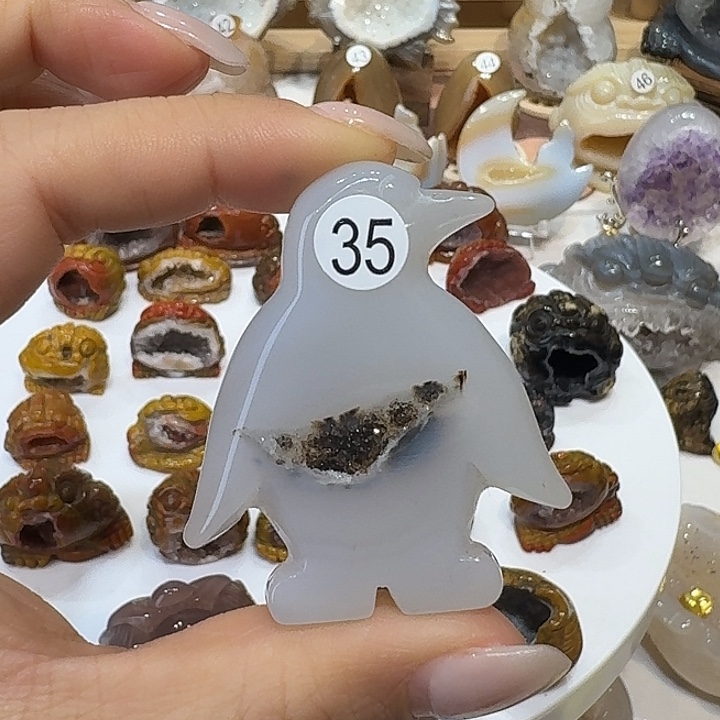 玛瑙/玉髓未镶嵌企鹅