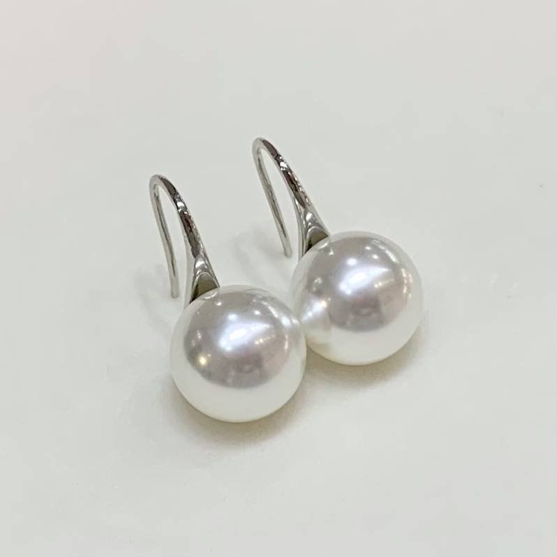 PREPEARL/沛芮 非金属仿珍珠耳饰 12mm经典百搭高跟鞋耳钩