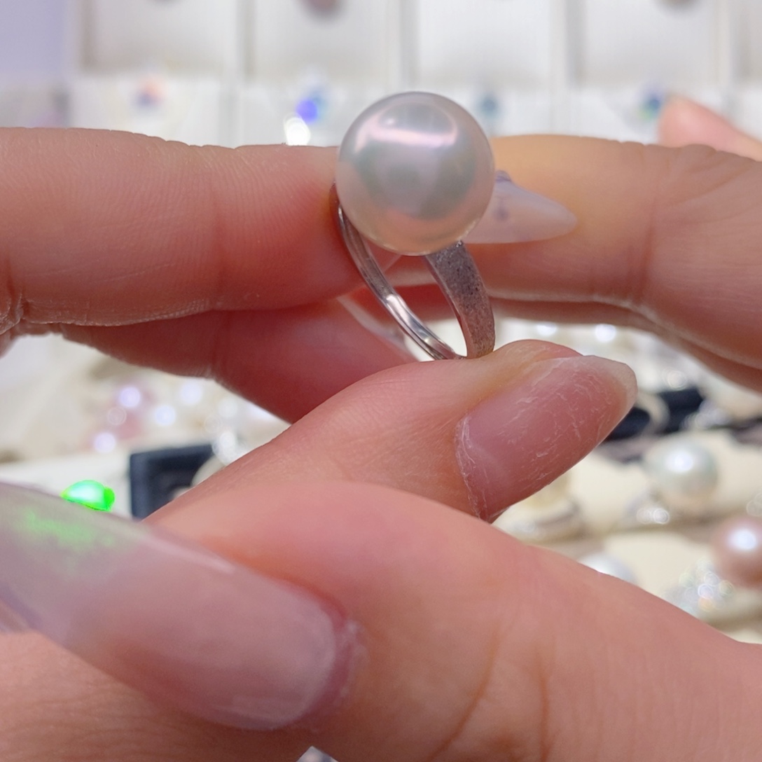 戒指银S925镶嵌淡水珍珠