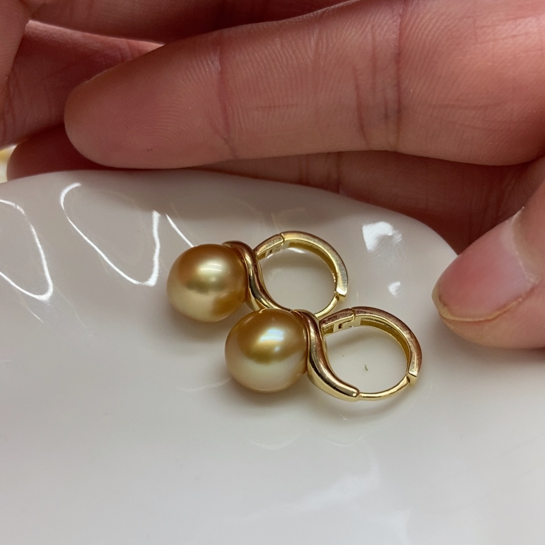 海水珍珠耳饰银S925镶嵌