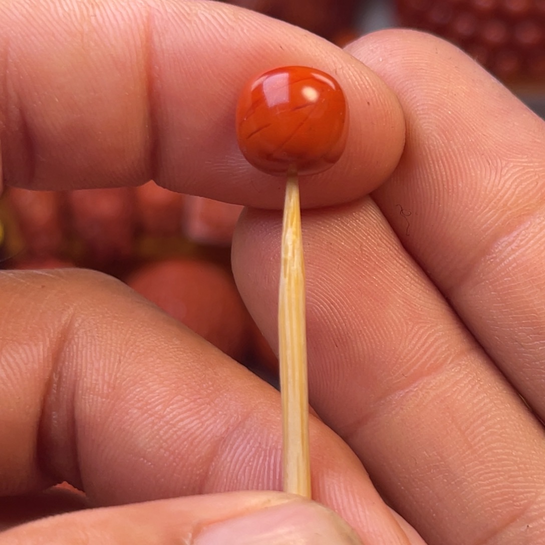南红玛瑙瓦西精工柿子红老型单珠卡10mm➕未镶嵌