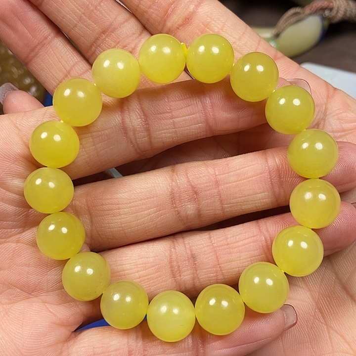 和田玉手串卡12未镶嵌匠*面