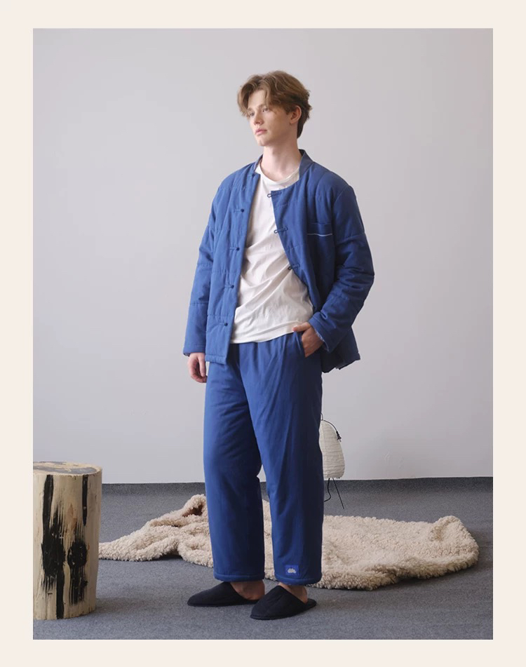 朵朵可可睡衣男2024冬季男士加绒加厚新中式纯棉夹棉保暖家居套装