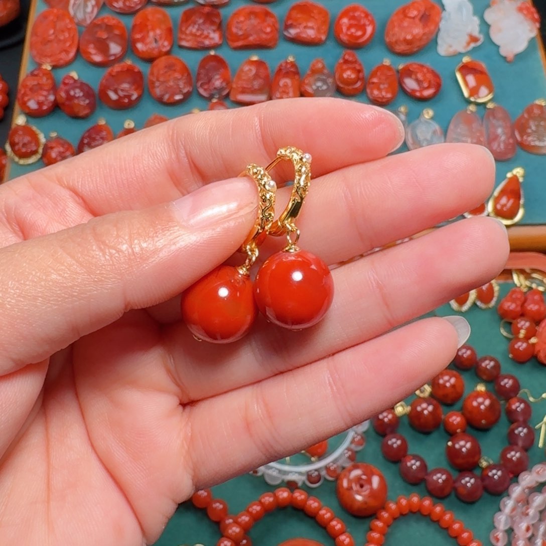 南红玛瑙南红13+银S925镶嵌