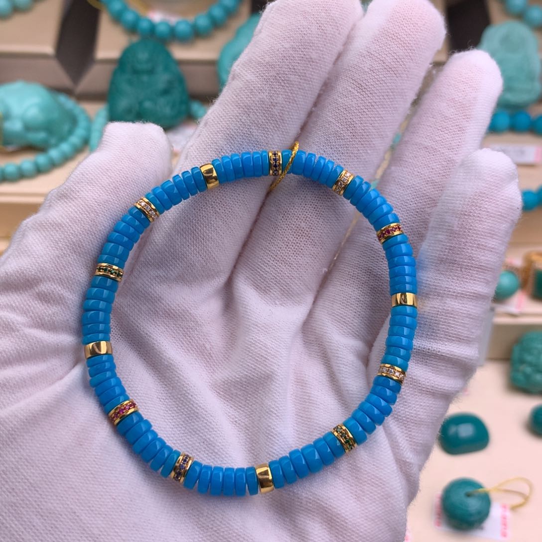 绿松石珠宝奇石18K金镶嵌