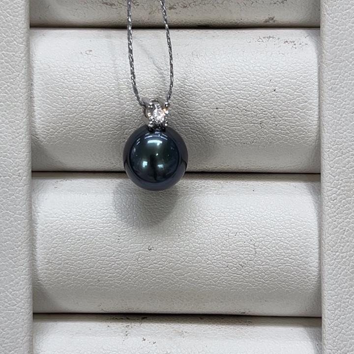 海水珍珠颈饰银S925镶嵌大溪地9-10mm 153号