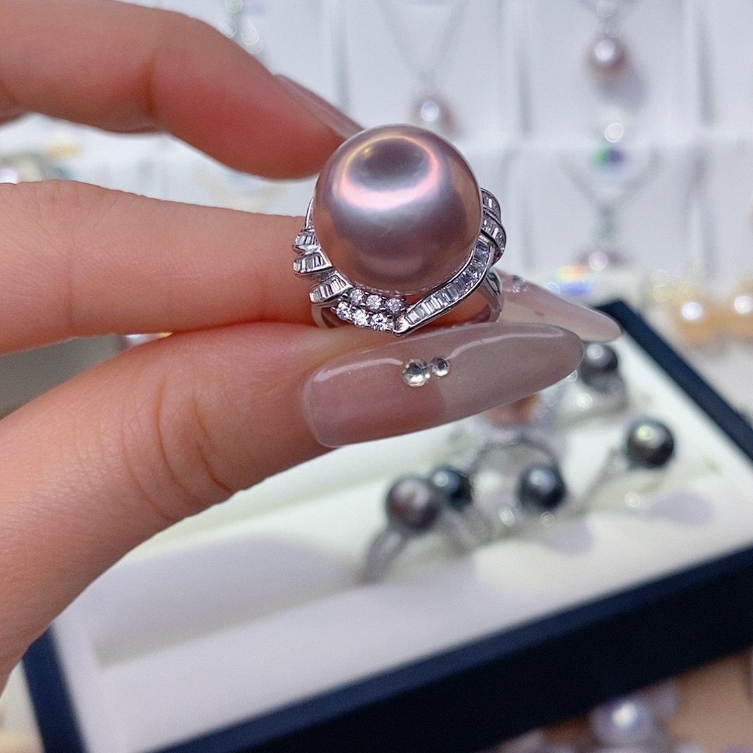 b***i淡水珍珠戒指银S925镶嵌14➕