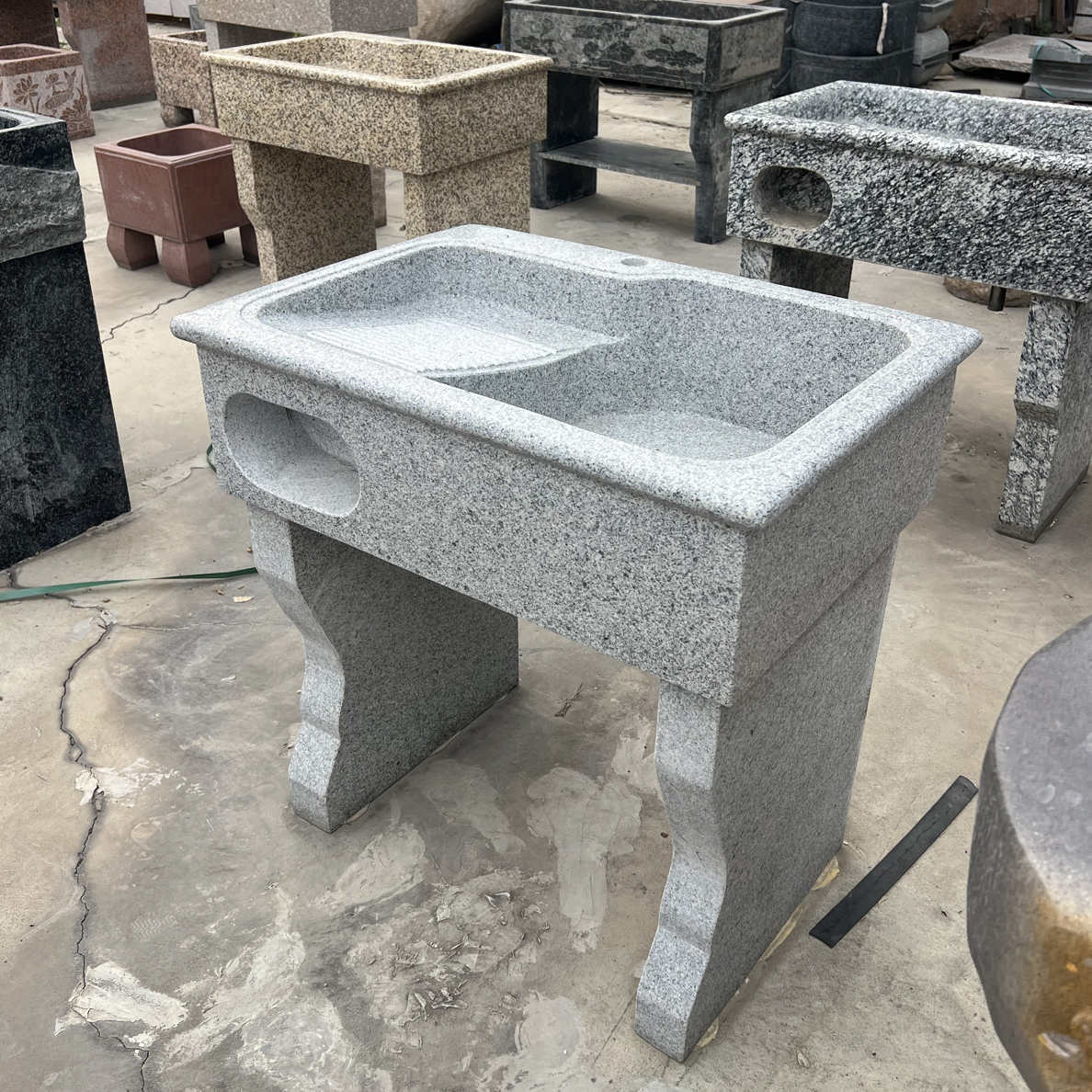 大理石洗衣池带搓衣板石材一体户外阳台水池庭院洗手盆