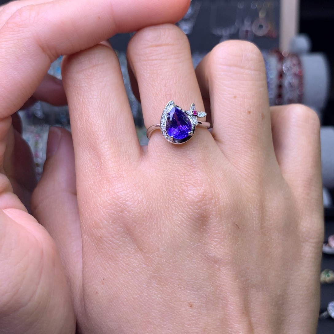 坦桑石戒指银S925镶嵌戒指