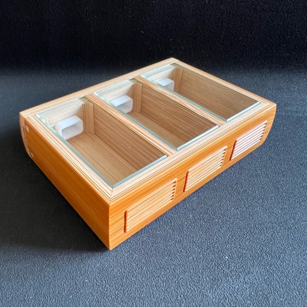 海派精工老玉竹三连格竹蛉金钟盒可养多只蛉虫盒