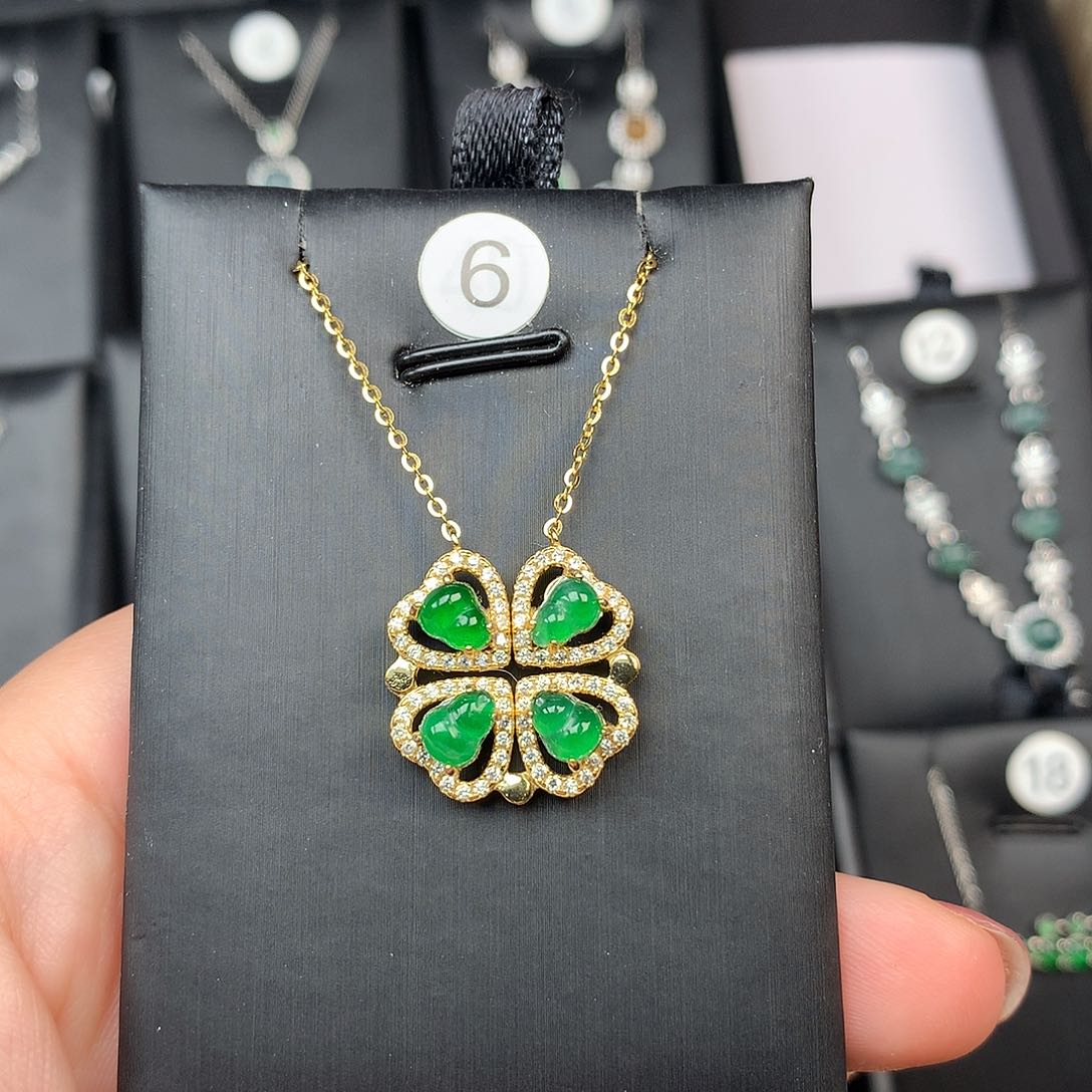 翡翠颈饰银S925镶嵌项链925