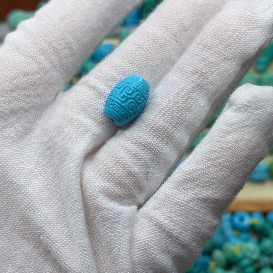 高瓷高蓝回文长桶珠尺寸8➕