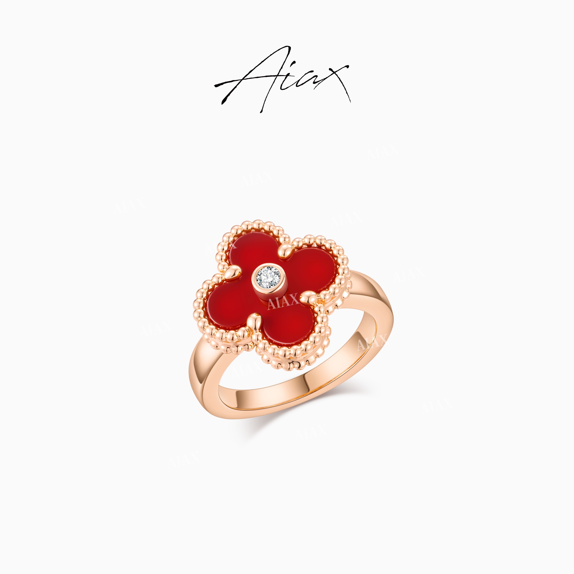 AIAX 出游季【秋上新】【Lucky戒】招财运好运LUCKY四叶戒指TSS7558