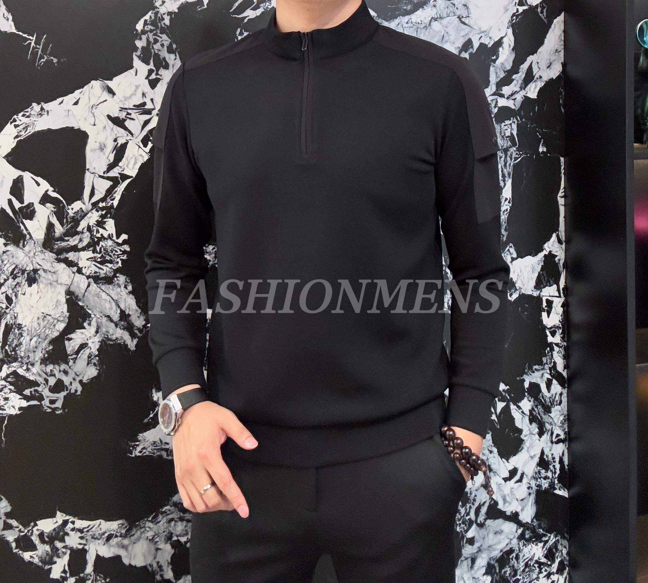 小雨男装｜2601秋冬新品小立领拉链南韩棉精品休闲T恤卫衣H
