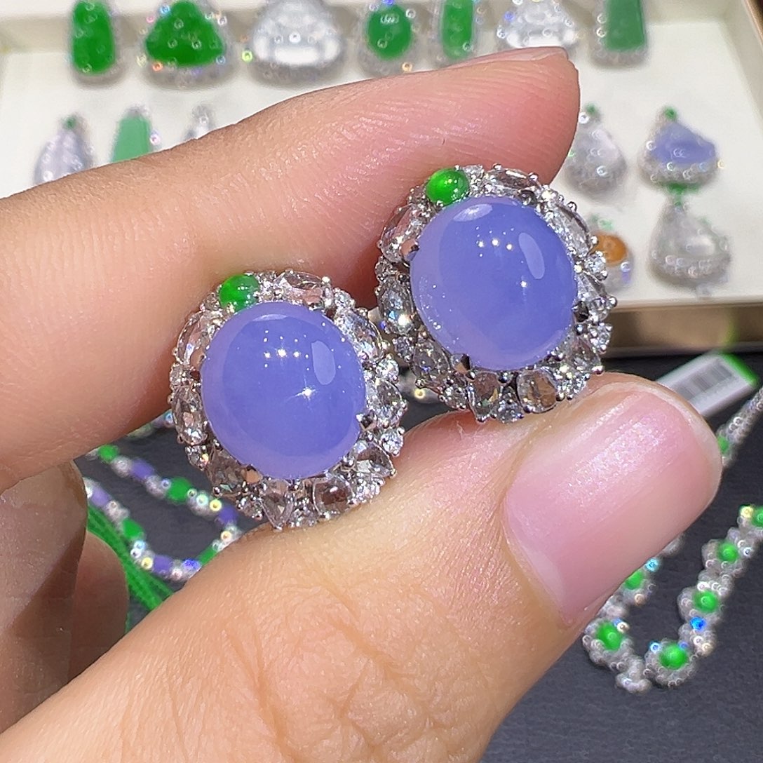 翡翠18K金镶嵌耳饰