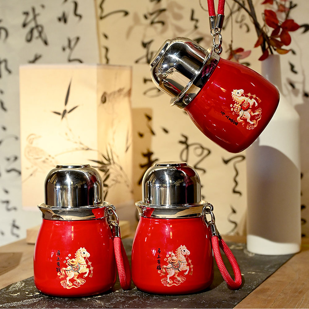 【Ti】钛杯（马年）财运来高定保温杯设计感好运杯