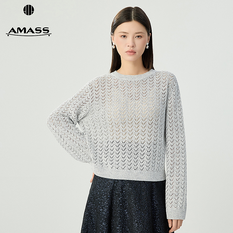 【二折商品，不退不换】阿玛施AMASS宽松长袖圆领套头针织衫5399693