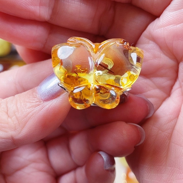 快***＠琥珀银S925镶嵌裸石戒指