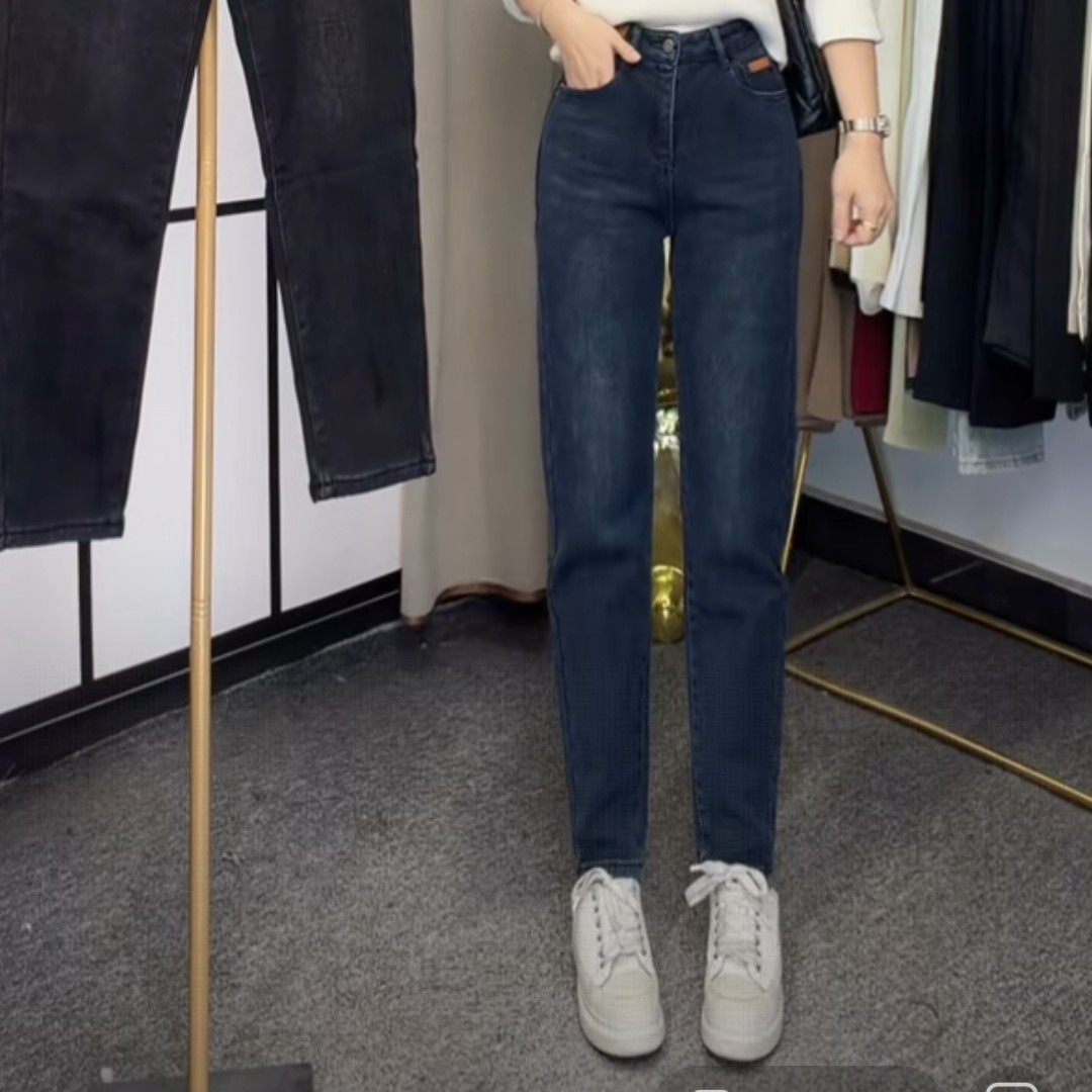 9021款2025冬季新款时尚九分休闲百搭修身高腰加绒牛仔裤