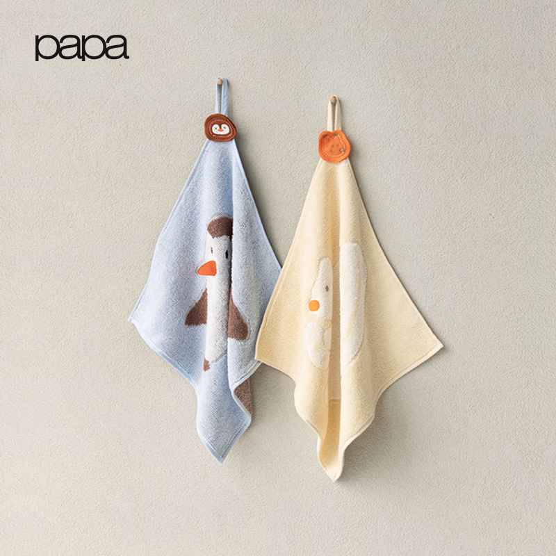 papa爬爬动物造型挂耳小方巾口水巾