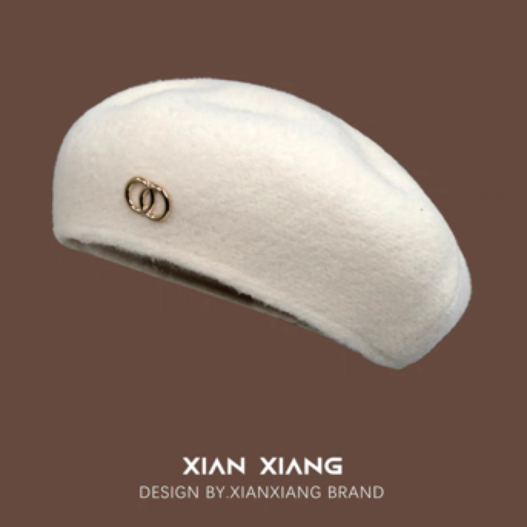 羊毛呢贝雷帽女秋冬紫色 天空蓝 百搭休闲逛街帽子慵懒风文艺帽