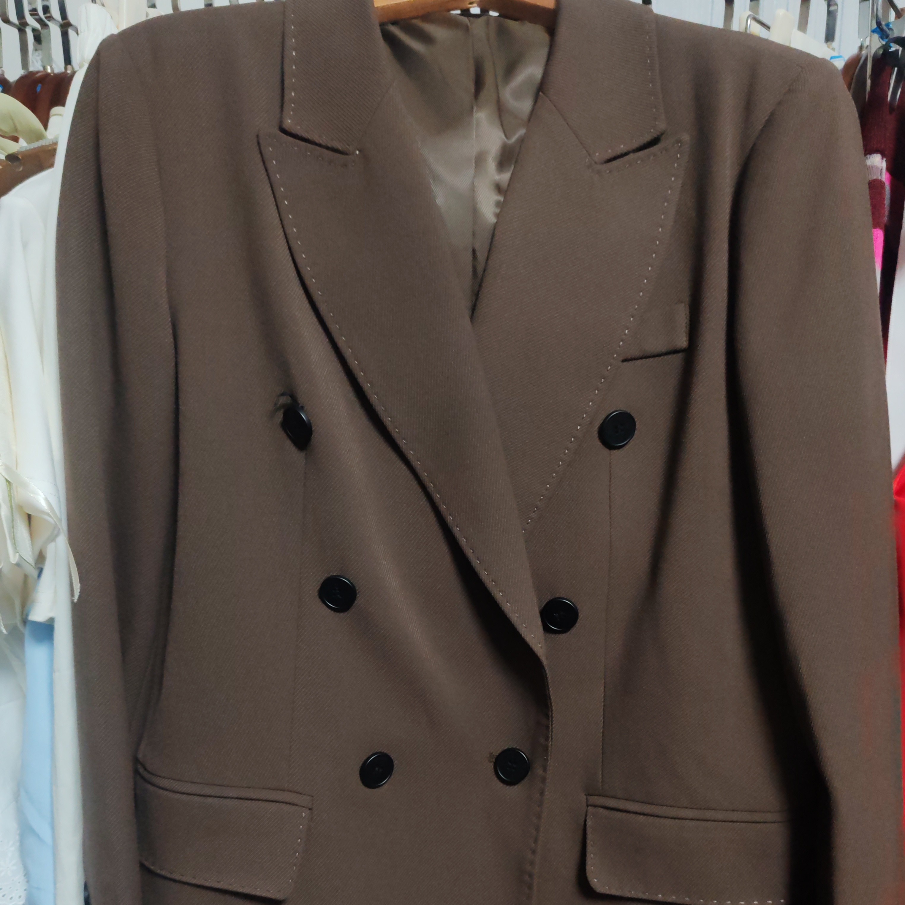 秋冬休闲 女士经典百搭 西服双排扣咖色