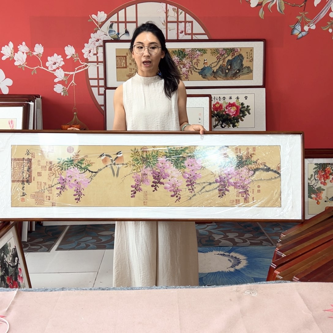 国画手写手绘带框包邮47✖️162国画作品