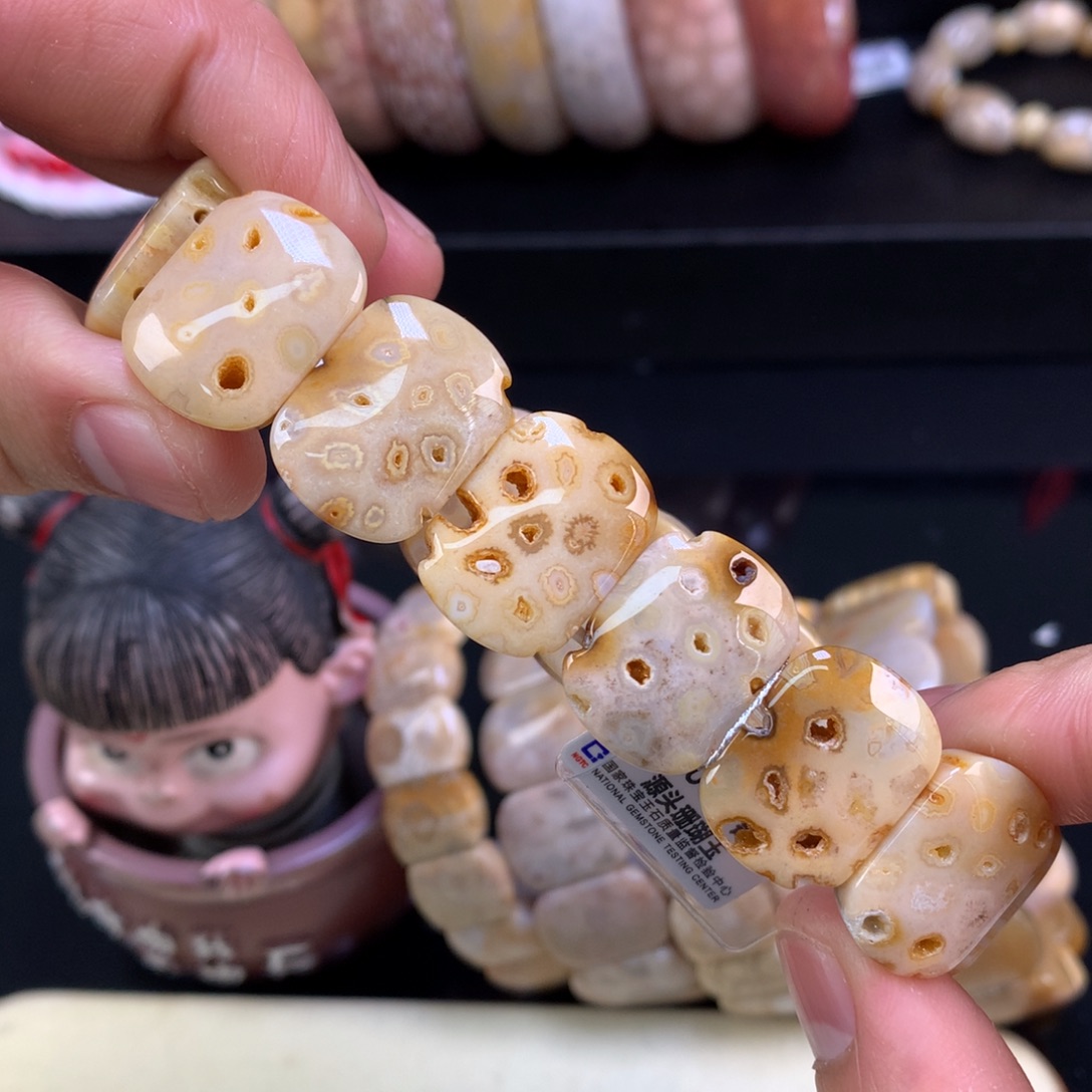 硅化珊瑚（珊瑚玉）未镶嵌颈饰20号奶酪共生