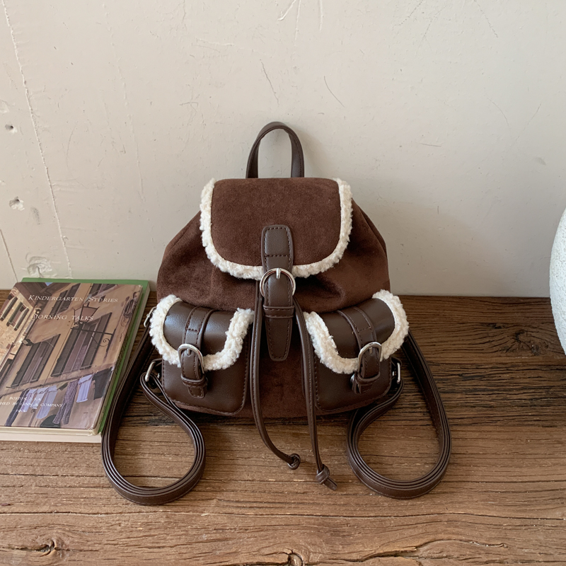 2025冬季新款复古磨砂双肩包百搭韩系休闲背包