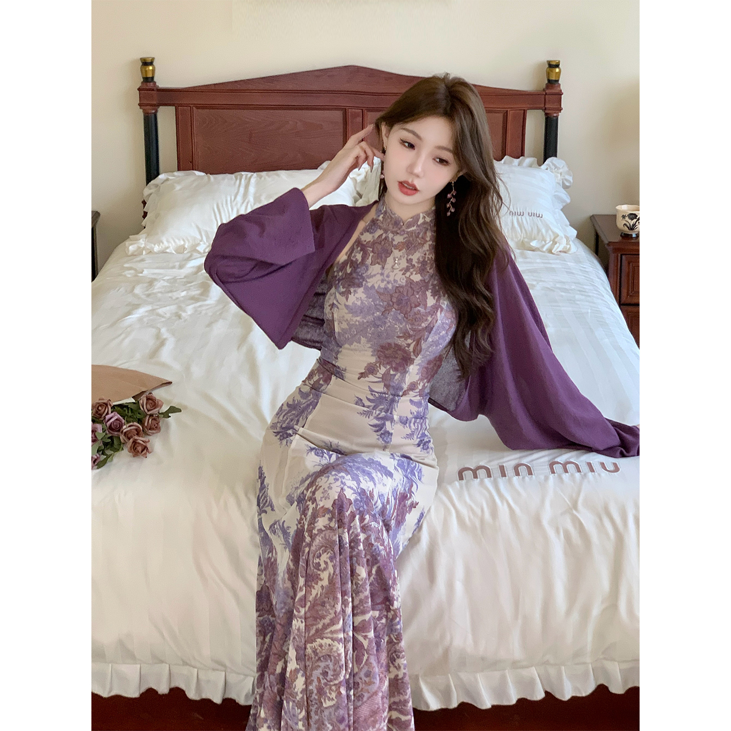 凌茜恣禾【蔓烟】国风新中式法式紫色开衫气质氛围高级感春夏开衫