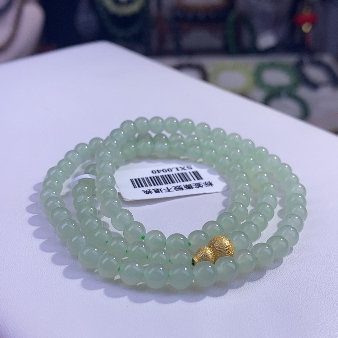 颈饰未镶嵌和田玉冰晴水老料冰底小米珠5m