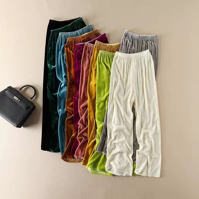 早春100％桑蚕丝裤子2026新款丝滑垂坠直筒裤子女