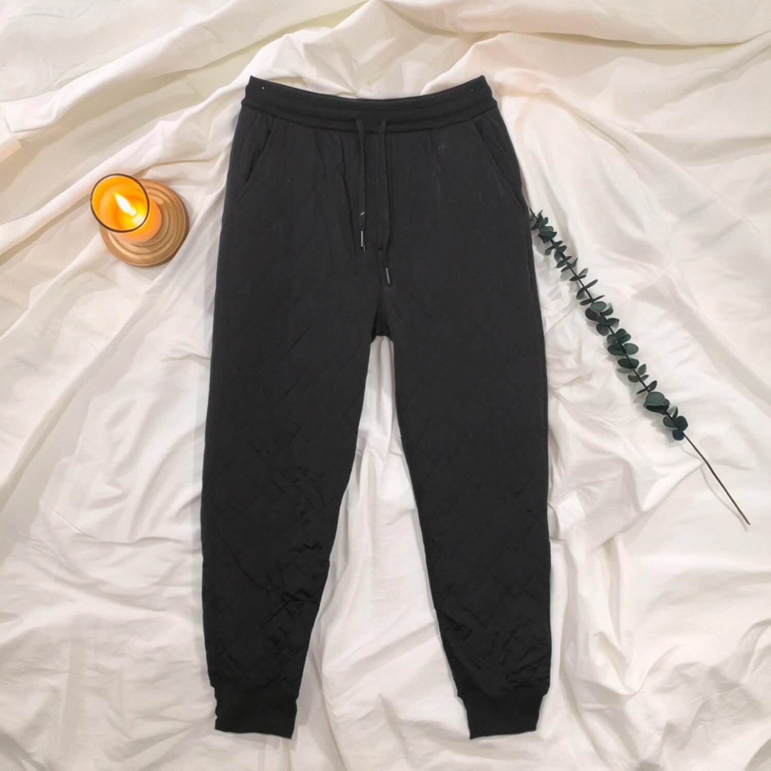 时尚束脚简约松紧腰口袋保暖男女同款棉裤舒适棉裤Y-YD32