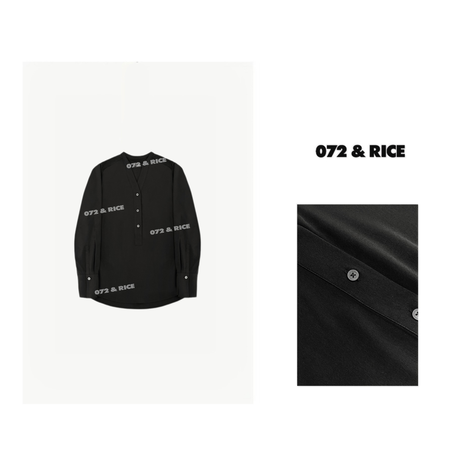 072 & RICE【黑天鹅】 春夏休闲V领长袖衬衫 24XB25 FF