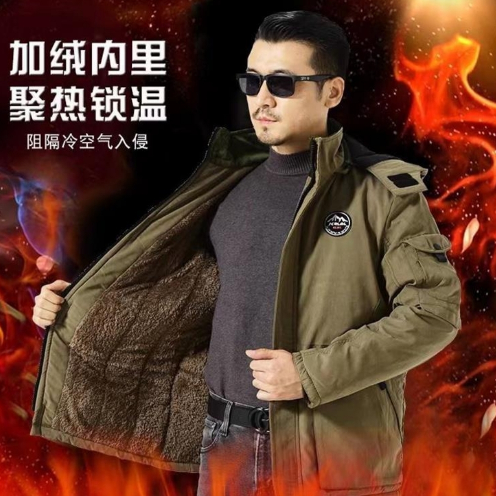 加绒加厚棉衣防水防风耐磨休闲保暖冲锋衣男士棉袄冬季棉服1616