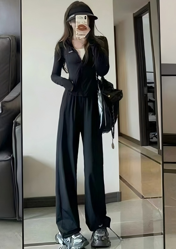 1201 夏季新款女士高腰阔腿休闲防晒裤 F10