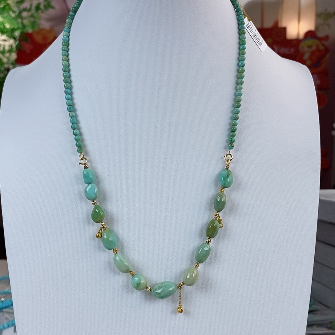 绿松石珠宝奇石18K金镶嵌