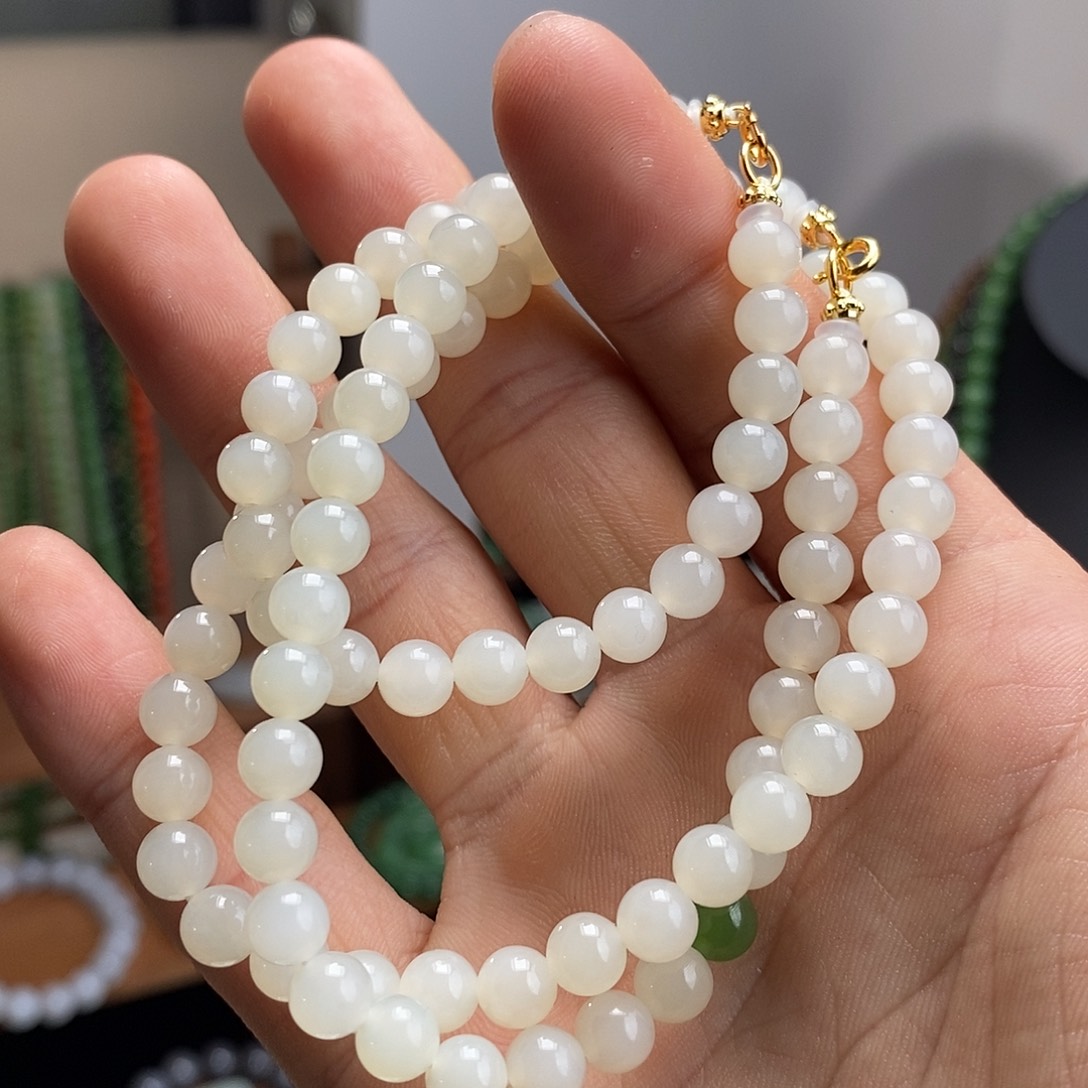 和田玉项链未镶嵌青白玉项链设计款