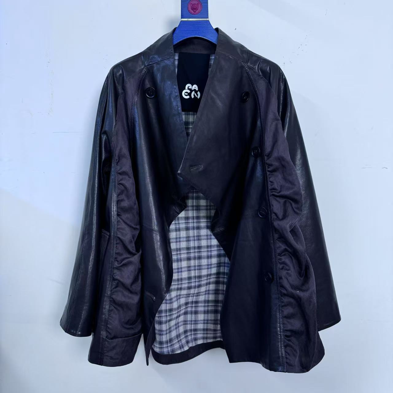 真皮绵羊皮立领女装长袖上衣拼接气质春秋外套