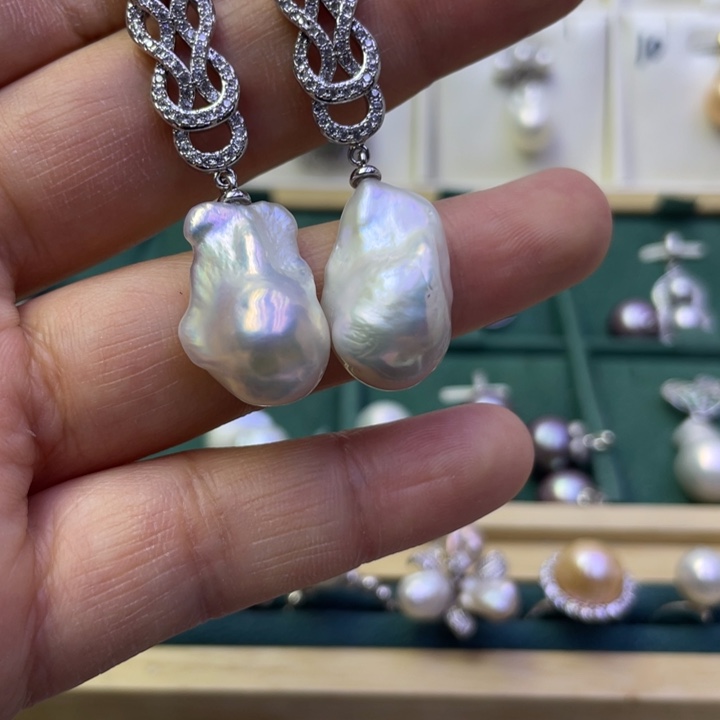 淡水珍珠耳饰合金