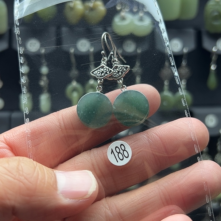 翡翠耳饰银S925镶嵌用****6