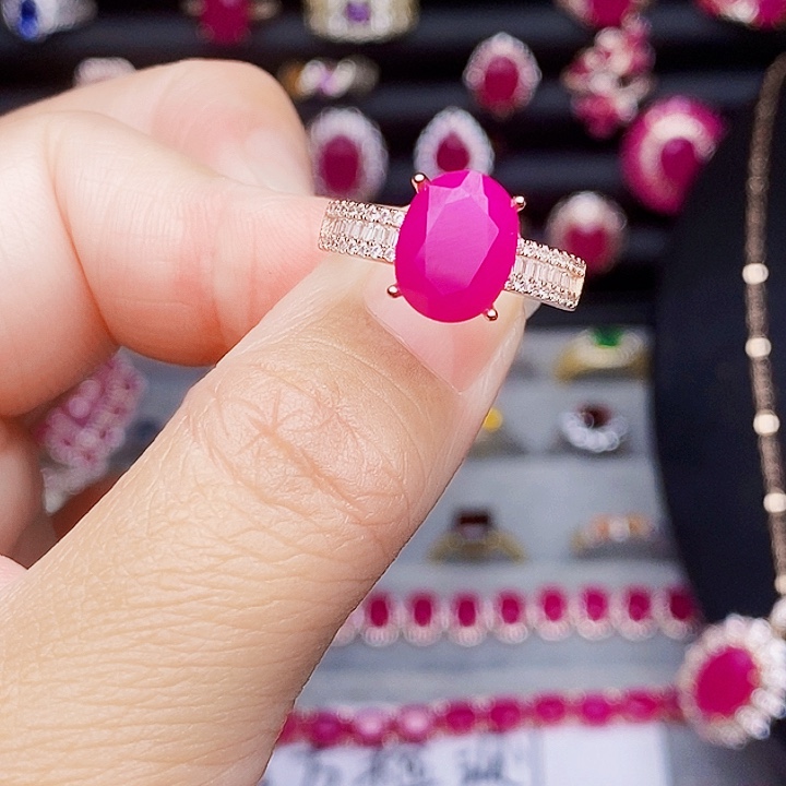 红宝石银S925镶嵌戒指