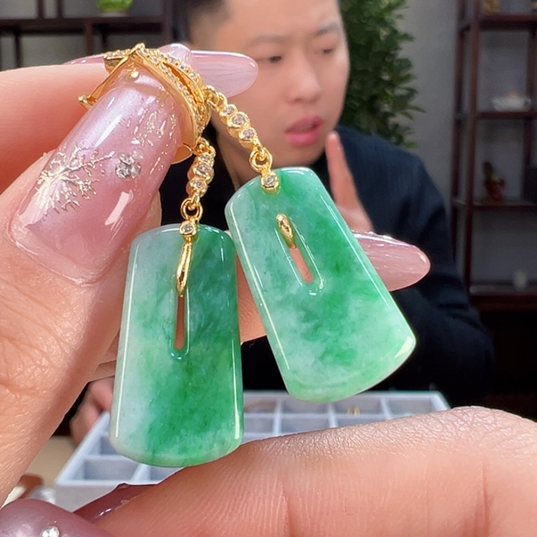 翡翠耳饰银S925镶嵌耳环4