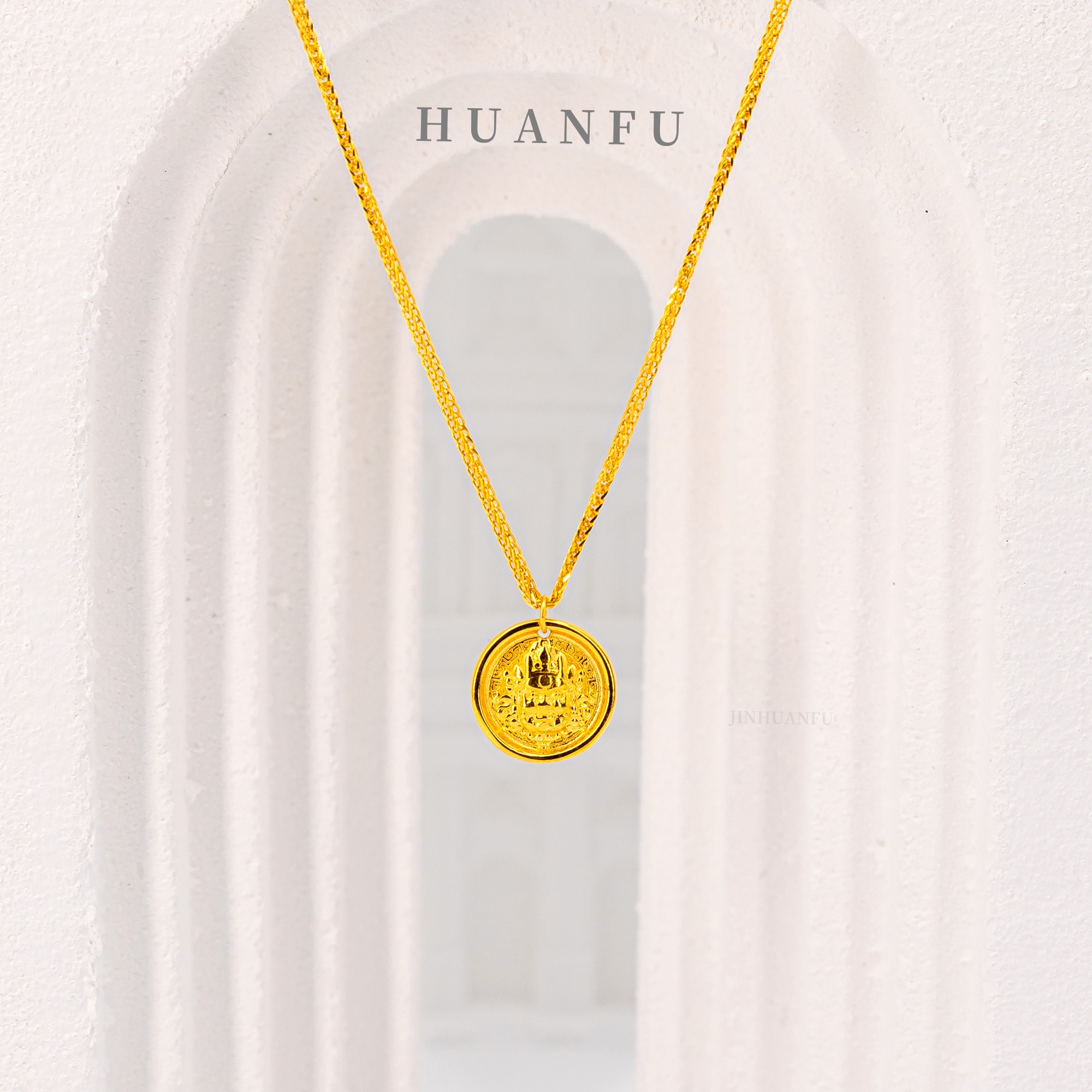 坠链均足银 黄财神套链 轻奢时尚百搭复古简约