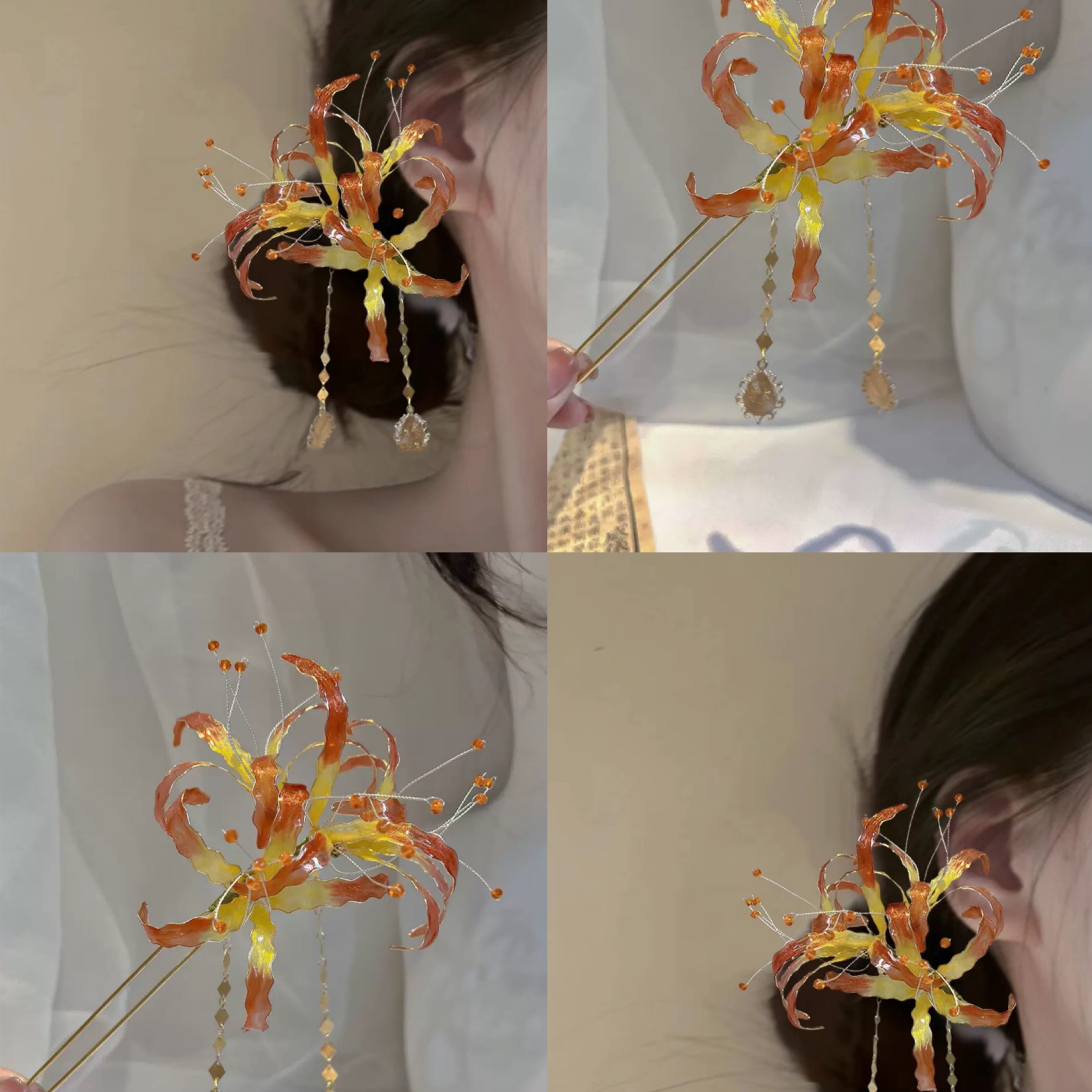 复古汉服彼岸花发簪流苏步摇唯美古风发饰