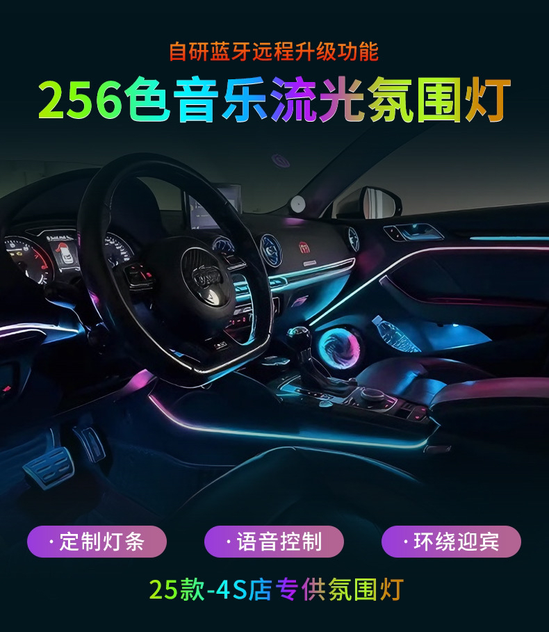 2025年升级款音乐动态幻智能声控汽车氛围灯