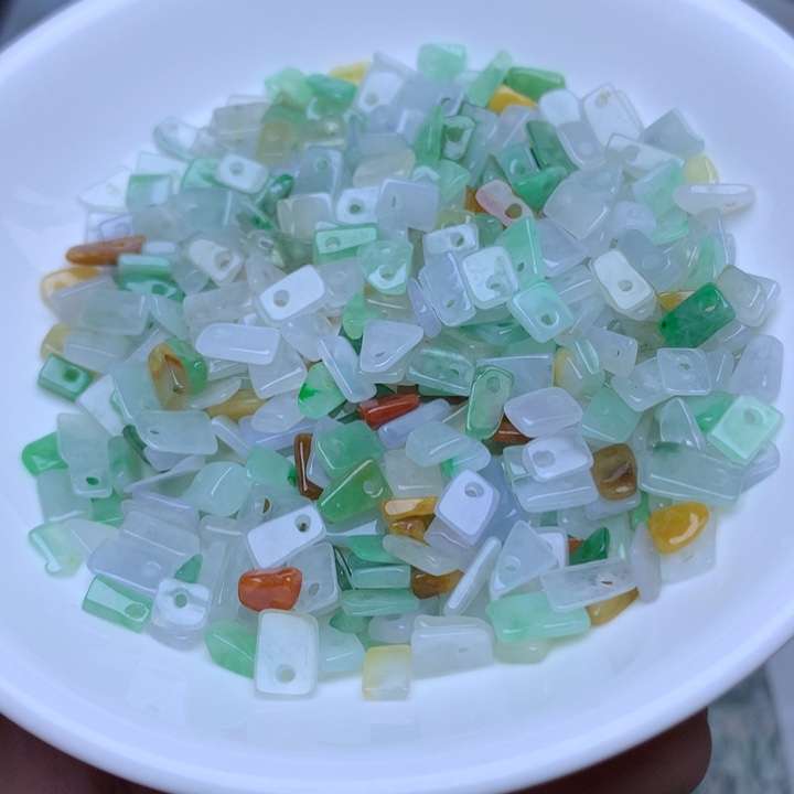 散珠翡翠冰三彩碎碎石50个