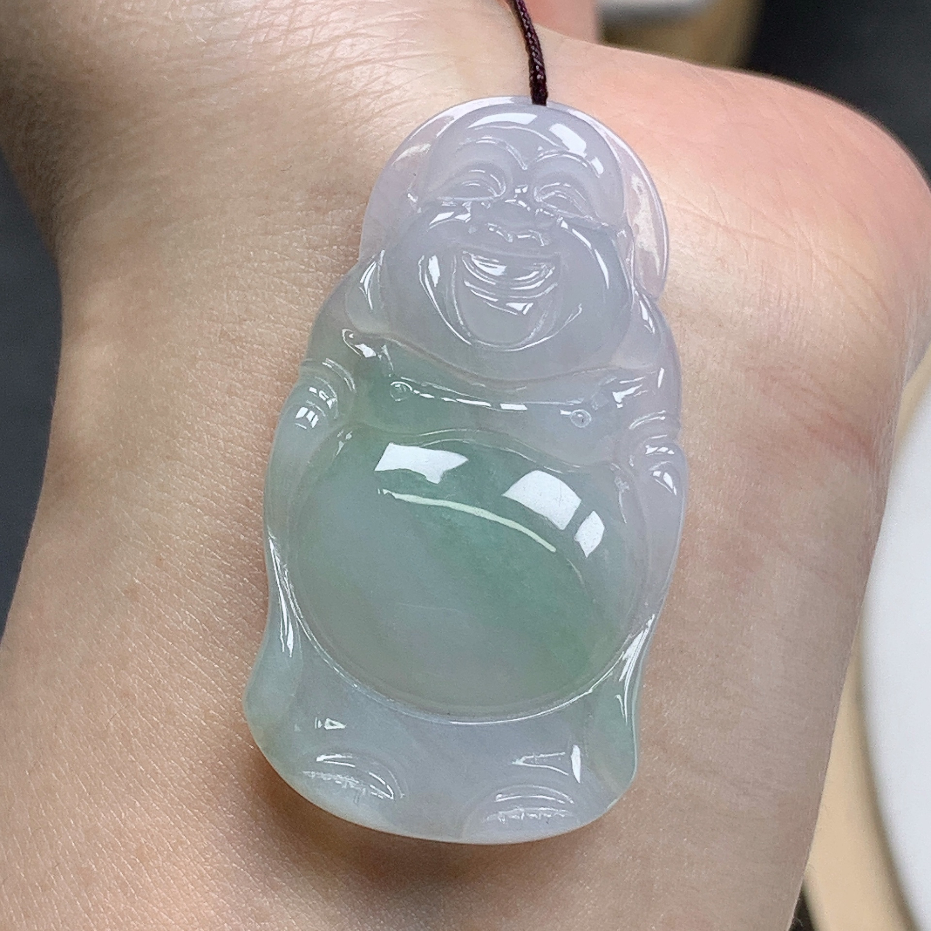 缅甸天然A货翡翠冰润飘花站佛吊坠