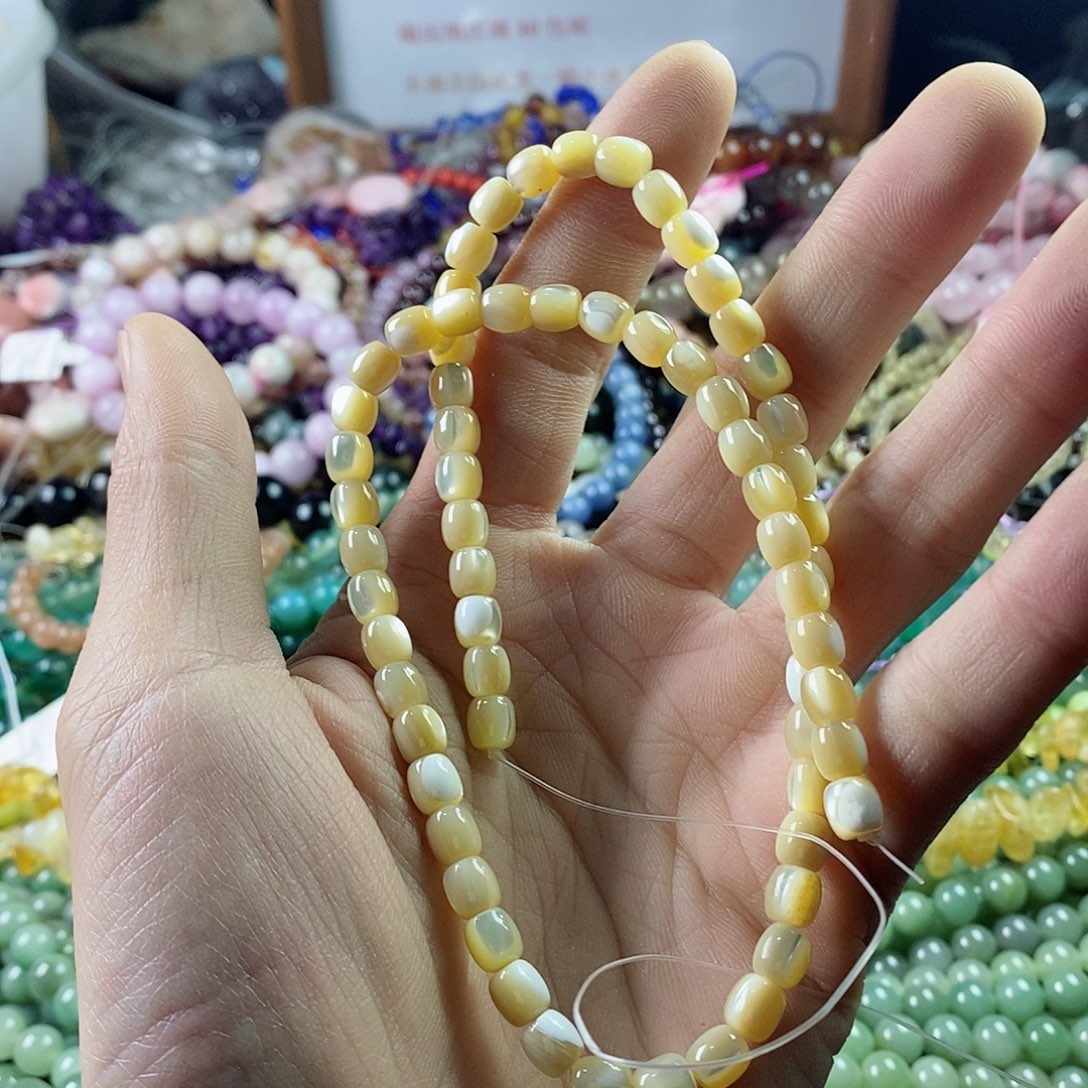 玛瑙/玉髓珠宝半成品未镶嵌一条天然6×67马蹄螺贝壳小桶珠