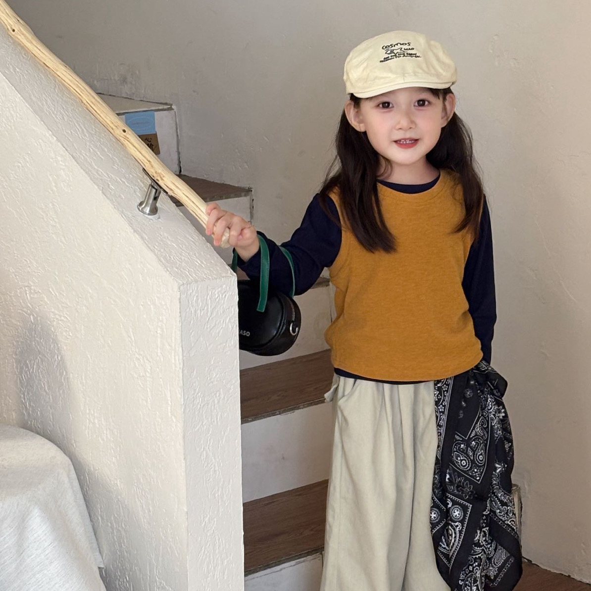 童装女童叠穿长袖t恤两件套2025秋季新款小女孩休闲百搭纯棉裤子